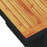HKH Mesa de Jardim 100x55x73 Cm Vime Pe e Madeira de Acácia - Preto
