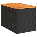 HKH Mesas de Apoio P/ Jardim 2 Pcs Vime Pe/madeira Maciça - Preto