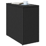 HKH Mesa de Apoio Jardim C/ Tampo Vidro 58x27,5x55 Cm Vime Pe - Preto