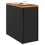 HKH Mesa Apoio Jardim C/ Tampo Madeira 58x27,5x55 Cm Vime Pe - Preto