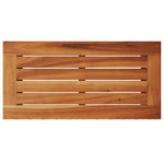 HKH Mesa Apoio Jardim C/ Tampo Madeira 58x27,5x55 Cm Vime Pe - Preto