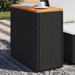 HKH Mesa Apoio Jardim C/ Tampo Madeira 58x27,5x55 Cm Vime Pe - Preto