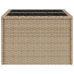 HKH Mesa de Jardim com Tampo de Vidro 55x55x37 Cm Vime Pe - Bege