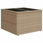 HKH Mesa de Jardim com Tampo de Vidro 55x55x37 Cm Vime Pe - Bege