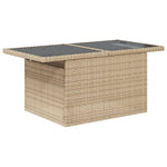 HKH Mesa de Jardim com Tampo de Vidro 100x55x73 Cm Vime Pe - Bege