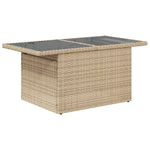 HKH Mesa de Jardim com Tampo de Vidro 100x55x73 Cm Vime Pe - Bege