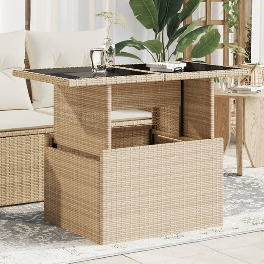 HKH Mesa de Jardim com Tampo de Vidro 100x55x73 Cm Vime Pe - Bege