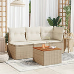 HKH Mesa de Jardim 55x55x37 Cm Vime Pe e Madeira de Acácia - Bege