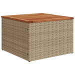 HKH Mesa de Jardim 55x55x37 Cm Vime Pe e Madeira de Acácia - Bege