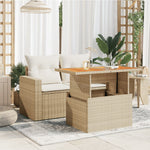 HKH Mesa de Jardim 100x55x73 Cm Vime Pe e Madeira de Acácia - Bege