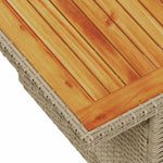 HKH Mesa de Jardim 100x55x73 Cm Vime Pe e Madeira de Acácia - Bege