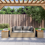 HKH Mesas de Apoio P/ Jardim 2 Pcs Vime Pe/madeira Maciça - Bege