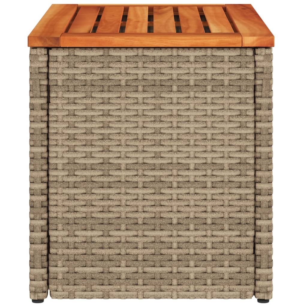 HKH Mesas de Apoio P/ Jardim 2 Pcs Vime Pe/madeira Maciça - Bege