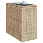 HKH Mesa de Apoio Jardim C/ Tampo Vidro 58x27,5x55 Cm Vime Pe - Bege