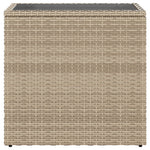 HKH Mesa de Apoio Jardim C/ Tampo Vidro 58x27,5x55 Cm Vime Pe - Bege
