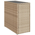 HKH Mesa de Apoio Jardim C/ Tampo Vidro 58x27,5x55 Cm Vime Pe - Bege