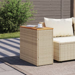 HKH Mesa Apoio Jardim C/ Tampo Madeira 58x27,5x55 Cm Vime Pe - Bege
