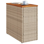 HKH Mesa Apoio Jardim C/ Tampo Madeira 58x27,5x55 Cm Vime Pe - Bege