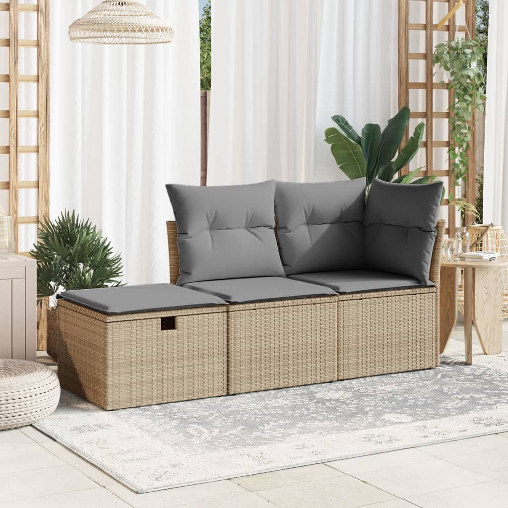 HKH Banco de Jardim com Almofada 55x55x37 Cm Vime Pe - Bege