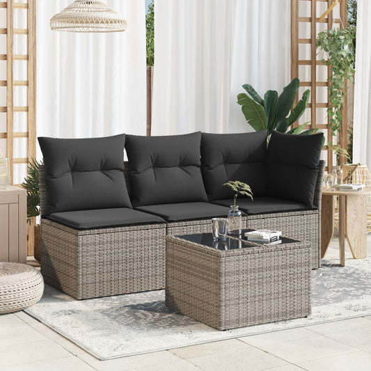 HKH Mesa de Jardim com Tampo de Vidro 55x55x37 Cm Vime Pe - Cinzento
