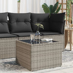 HKH Mesa de Jardim com Tampo de Vidro 55x55x37 Cm Vime Pe - Cinzento