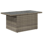 HKH Mesa de Jardim com Tampo de Vidro 100x55x73 Cm Vime Pe Cinza - Cinzento
