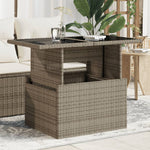 HKH Mesa de Jardim com Tampo de Vidro 100x55x73 Cm Vime Pe Cinza - Cinzento