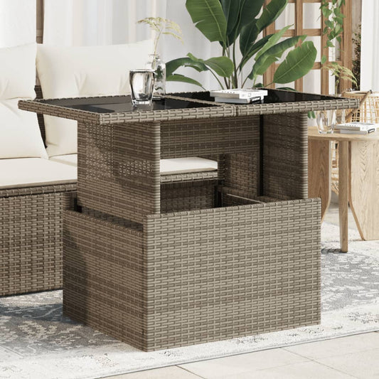 HKH Mesa de Jardim com Tampo de Vidro 100x55x73 Cm Vime Pe Cinza - Cinzento