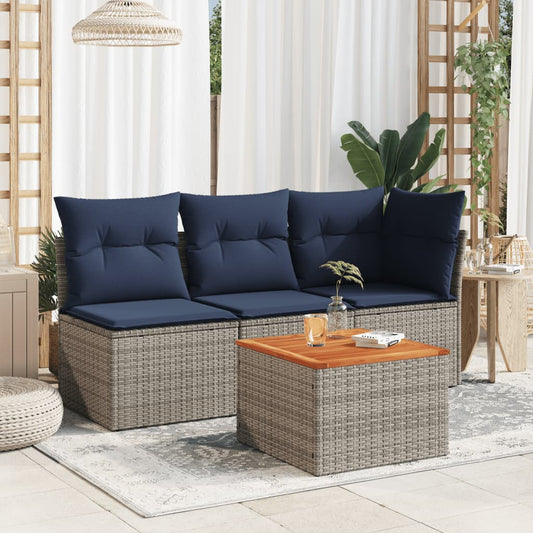 HKH Mesa de Jardim 55x55x37 Cm Vime Pe e Madeira de Acácia - Cinzento