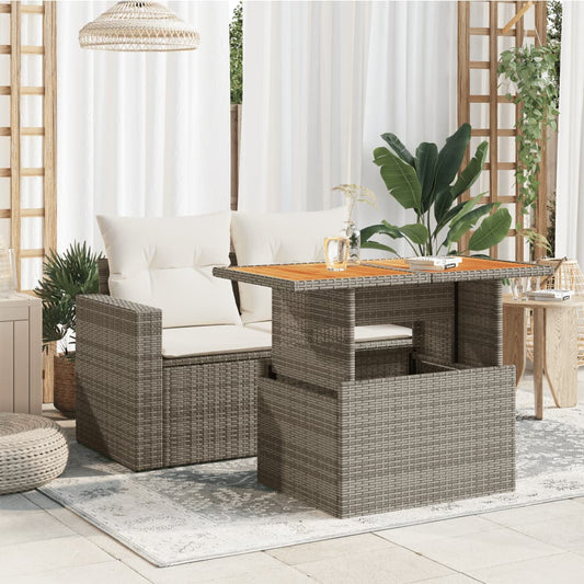 HKH Mesa de Jardim 100x55x73 Cm Vime Pe/madeira de Acácia - Cinzento