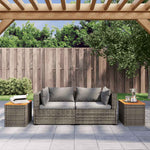 HKH Mesas Auxiliares para Jardín 2 Piezas Ratán/Madera Maciza - Gris