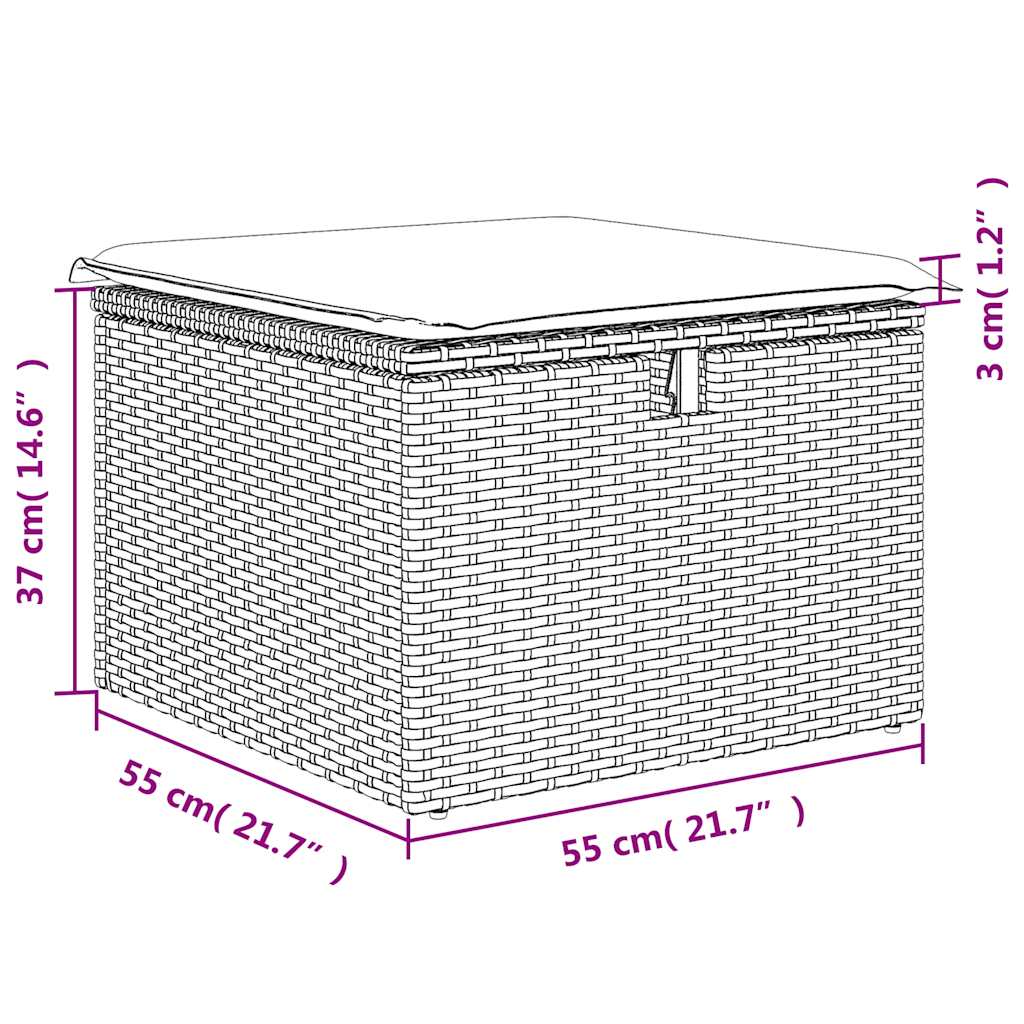 HKH Banco de Jardim com Almofadão 55x55x37 Cm Vime Pe - Cinzento