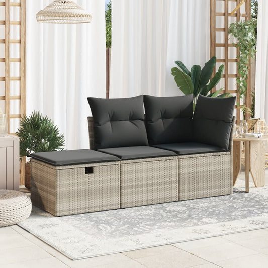 HKH Banco de Jardim com Almofada 55x55x37 Cm Vime Pe Claro - Cinzento