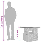 HKH Mesa Jardim C/ Tampo de Vidro 100x55x73 Cm Vime Pe Cinza-claro - Cinzento