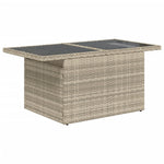 HKH Mesa Jardim C/ Tampo de Vidro 100x55x73 Cm Vime Pe Cinza-claro - Cinzento