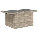 HKH Mesa Jardim C/ Tampo de Vidro 100x55x73 Cm Vime Pe Cinza-claro - Cinzento