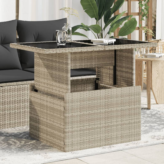 HKH Mesa Jardim C/ Tampo de Vidro 100x55x73 Cm Vime Pe Cinza-claro - Cinzento