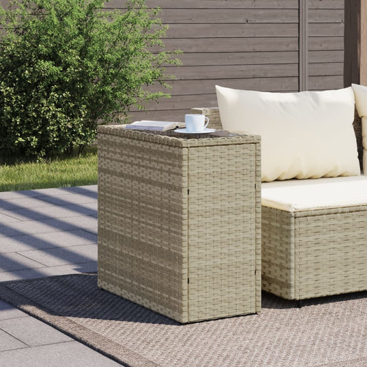 HKH Mesa de Apoio Jardim C/ Tampo Vidro 58x27,5x55 Cm Vime Pe - Cinzento