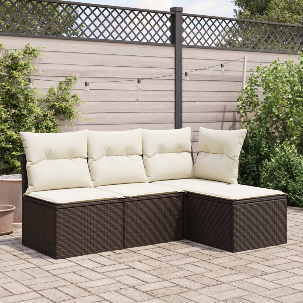 HKH Banco de Jardim com Almofadão 55x55x37 Cm Vime Pe Castanho - Marrom
