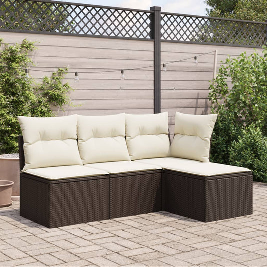 HKH Banco de Jardim com Almofadão 55x55x37 Cm Vime Pe Castanho - Marrom