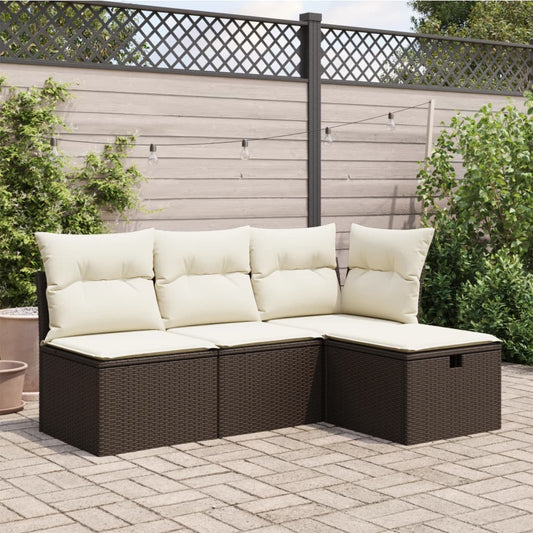 HKH Banco de Jardim com Almofadão 55x55x37 Cm Vime Pe Castanho - Marrom