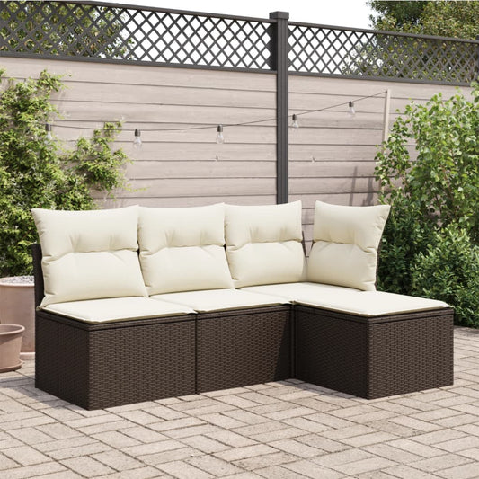 HKH Banco de Jardim com Almofadão 55x55x37 Cm Vime Pe Castanho - Marrom