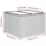 HKH Mesa de Jardim com Tampo de Vidro 55x55x37 Cm Vime Pe Castanho - Marrom