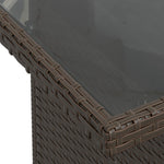 HKH Mesa de Jardim com Tampo de Vidro 100x55x73 Cm Vime Pe Castanho - Marrom
