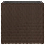 HKH Mesa Auxiliar de Jardín Tapa de Cristal 58x27,5x55 Cm Mimbre Patas Marrones - Marrón