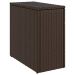 HKH Mesa Auxiliar de Jardín Tapa de Cristal 58x27,5x55 Cm Mimbre Patas Marrones - Marrón