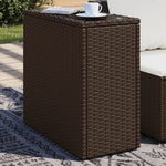 HKH Mesa Auxiliar de Jardín Tapa de Cristal 58x27,5x55 Cm Mimbre Patas Marrones - Marrón