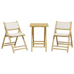 HKH 3 Pcs Conjunto Bistrô Dobrável C/ Almofadões Branco Nata Bambu - Marrom