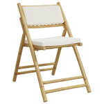 HKH 3 Pcs Conjunto Bistrô Dobrável C/ Almofadões Branco Nata Bambu - Marrom