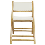 HKH 3 Pcs Conjunto Bistrô Dobrável C/ Almofadões Branco Nata Bambu - Marrom